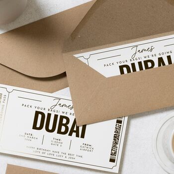 Personalised Dubai Boarding Pass Holiday Reveal Voucher, 8 of 9