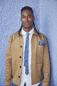 Dancys Mens Black And Blue Floral Pocket Square, 6 of 8