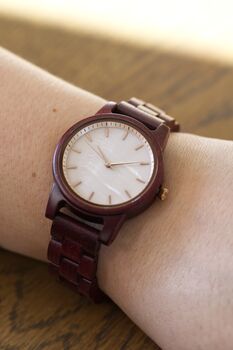 Verona Burgundy Wooden Watch For Her, 8 of 12