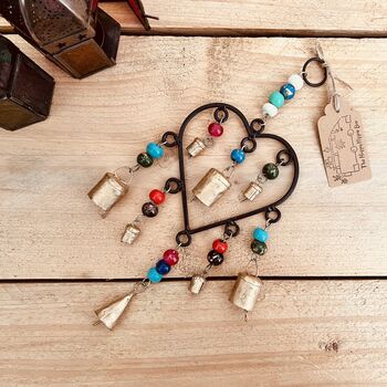 Handmade Recycled Metal Heart Wind Chime With Beads, 7 of 8