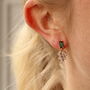 Art Deco Emerald Baguette Crystal Chrysler Earrings, thumbnail 2 of 5