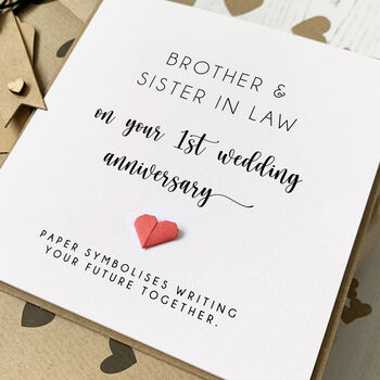 First Anniversary Card For Brother And Sister In Law, 2 of 2