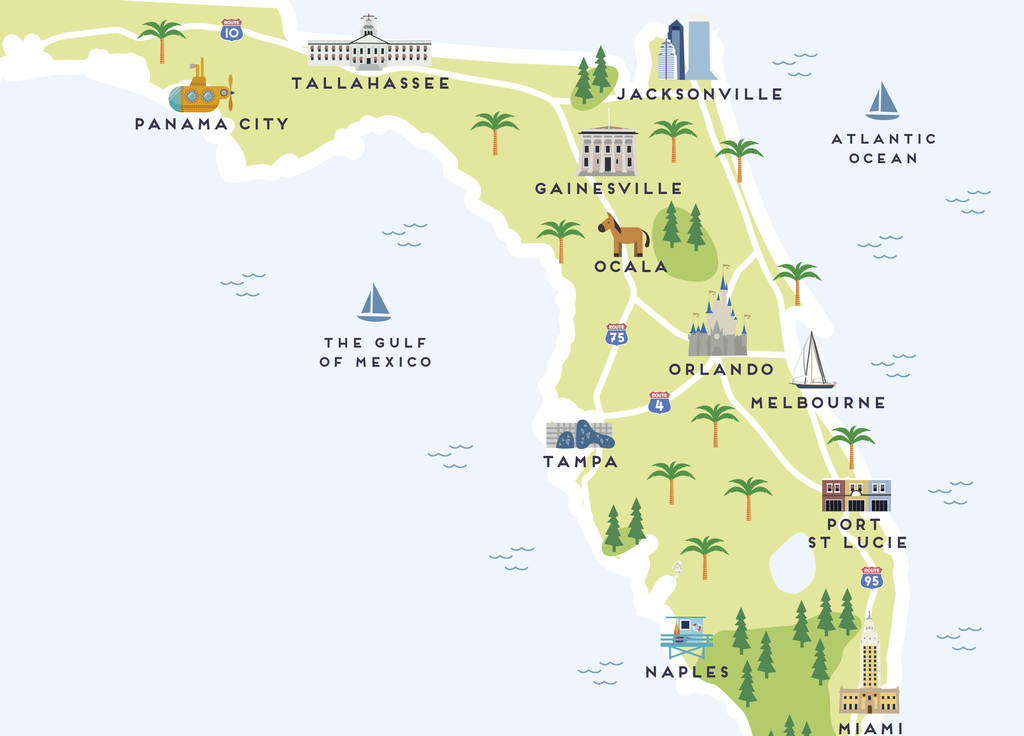 Map Of Florida Print By Pepper Pot Studios | notonthehighstreet.com