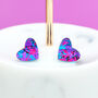 Purple Festival Confetti Love Heart Earrings Studs, thumbnail 1 of 6