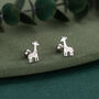 Sterling Silver Giraffe 18 G Screw Back Stud Earrings With Ball Backs, thumbnail 1 of 12