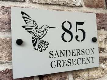 Personalised Hummingbird Design House Acrylic Number Sign, 2 of 10