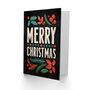 Holly Pine Leaves Berries Retro Typography Christmas Card, thumbnail 2 of 4