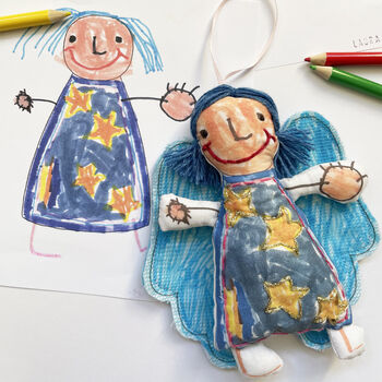 Personalised Child's Drawing Angel Decoration, 4 of 8