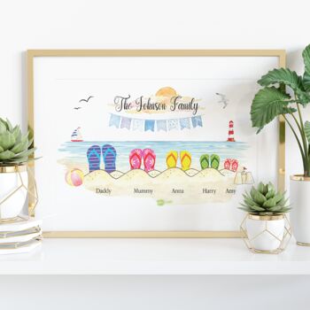 Personalised Family Print With Flip Flops, 4 of 8