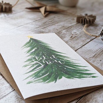 Let It Snow Hand Painted Christmas Tree Card, 2 of 2