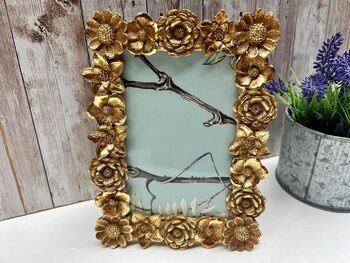 Gold Floral Photo Picture Frame 6x4' 10x15cm Portrait Landscape, 3 of 5