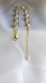 Pearl Woven Adjustable Chain Bracelet In 16k Gold Vermeil On Sterling Silver, Dainty Chain, 4 of 10
