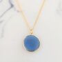 Blue Opal October Birthstone Necklace, Gold Plated, thumbnail 3 of 9