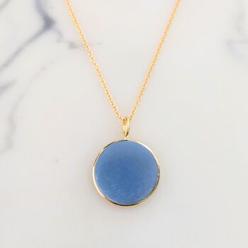 Blue Opal October Birthstone Necklace, Gold Plated, 3 of 9