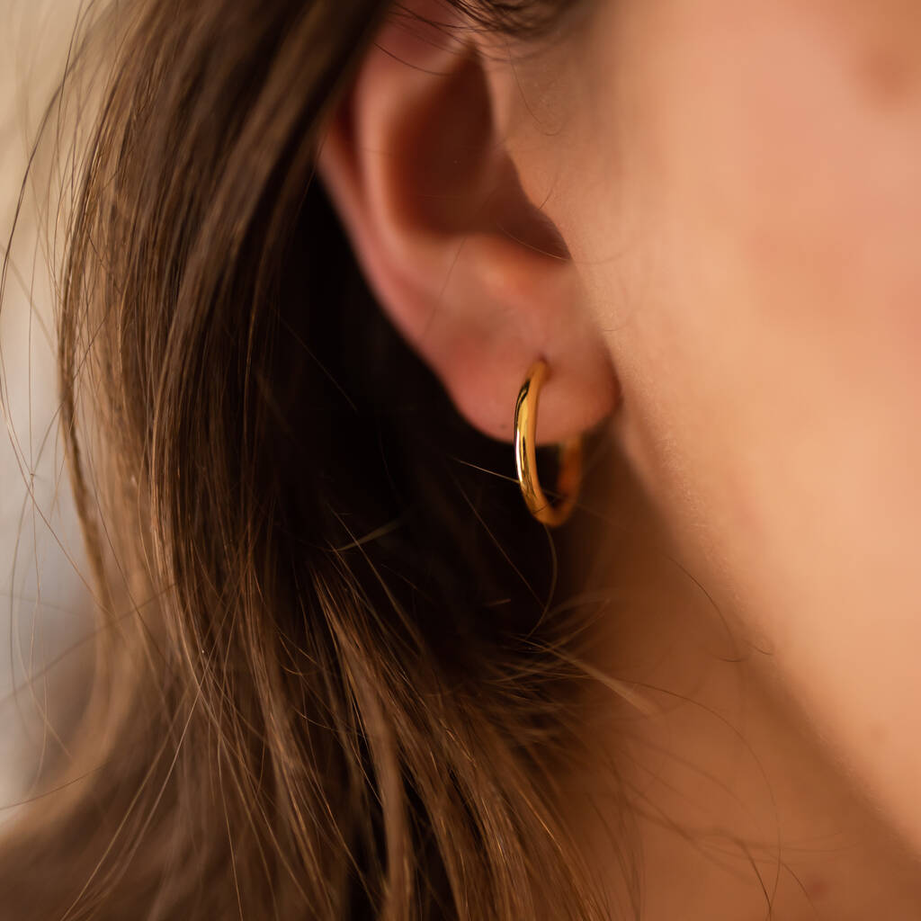 Sun Rays 18K Glossy Gold Stainless Steel Hoop Earrings for Women – ZIVOM