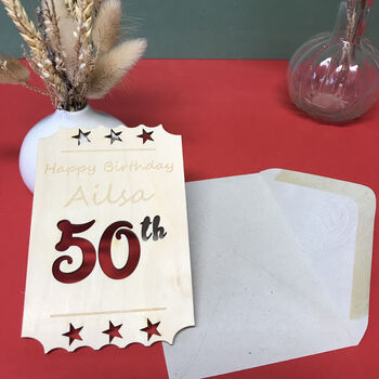 Personalised 50th Birthdays Wooden Card, 2 of 7