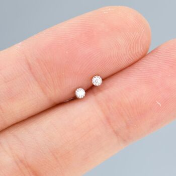Extra Tiny 2mm Cz Stud Earrings, 5 of 12