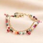 Stainless Steel Double Layer Beaded Bracelet In Gold, thumbnail 1 of 2