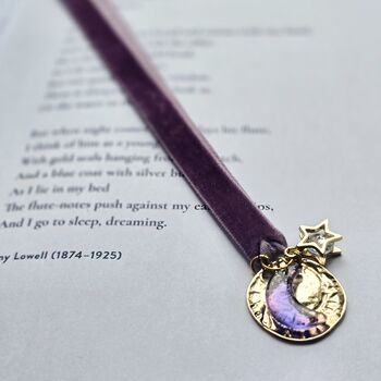 My Moon And Stars Charm Bookmark With Customised Ribbon Colour, 2 of 8