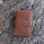 Women's Luxury Cognac Leather Tab Trifold Purse Rfid Protected Personsalised, thumbnail 7 of 7