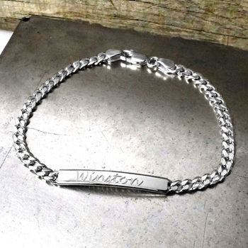 Sterling Silver Chain Identity Bracelet, 3 of 7