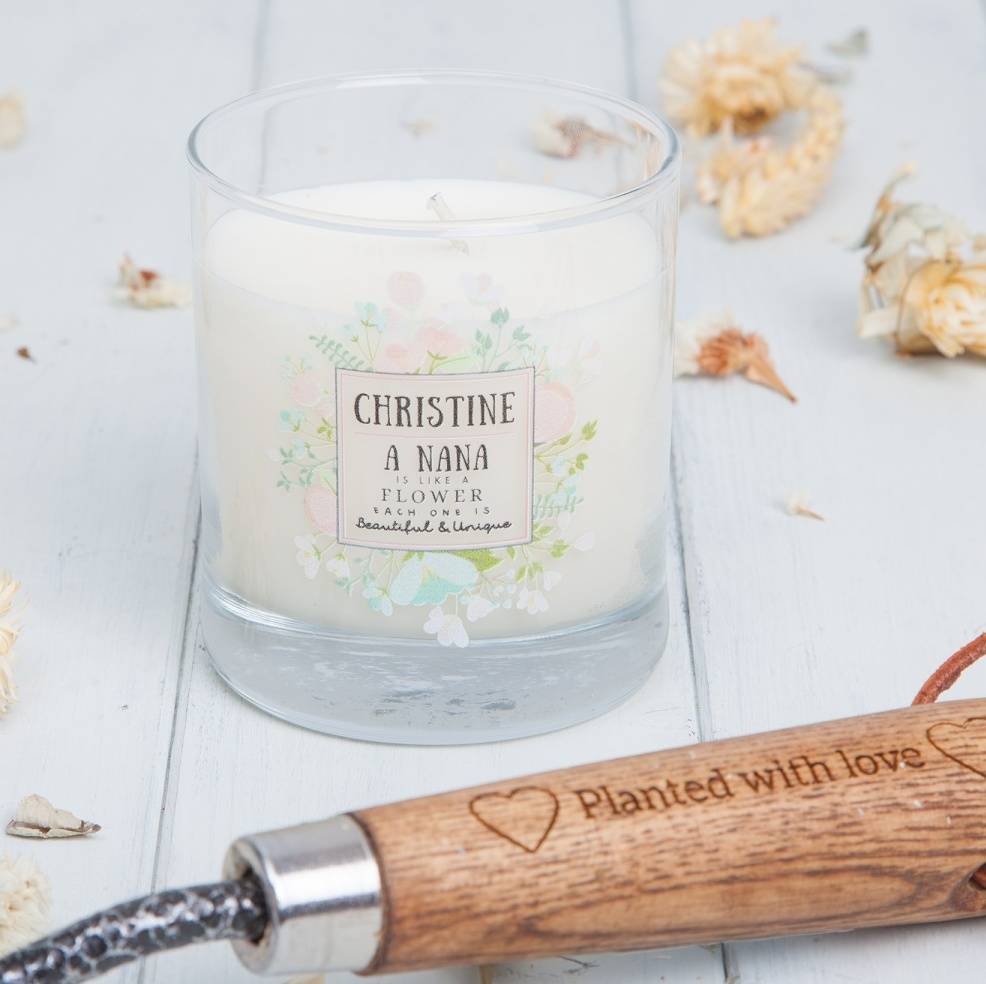 Personalised Floral Scented Candle By British and Bespoke