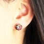 Large Blush Pink Octagon Rhinestone Stud Earrings, thumbnail 2 of 9
