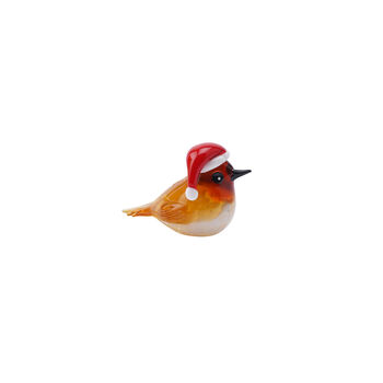 Glass Festive Robin Figurine With Santa Hat | Gift Box, 4 of 4