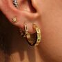 Gold Rainbow Gemstone Huggie Hoop Earrings, thumbnail 2 of 9