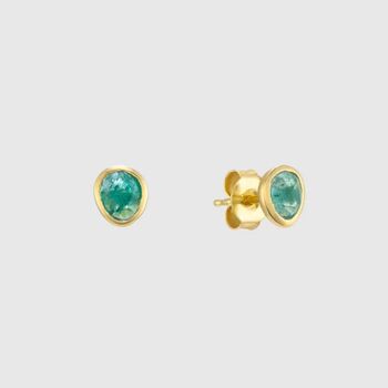 Emerald And Gold Vermeil Gemstone Stud Earrings, 3 of 4