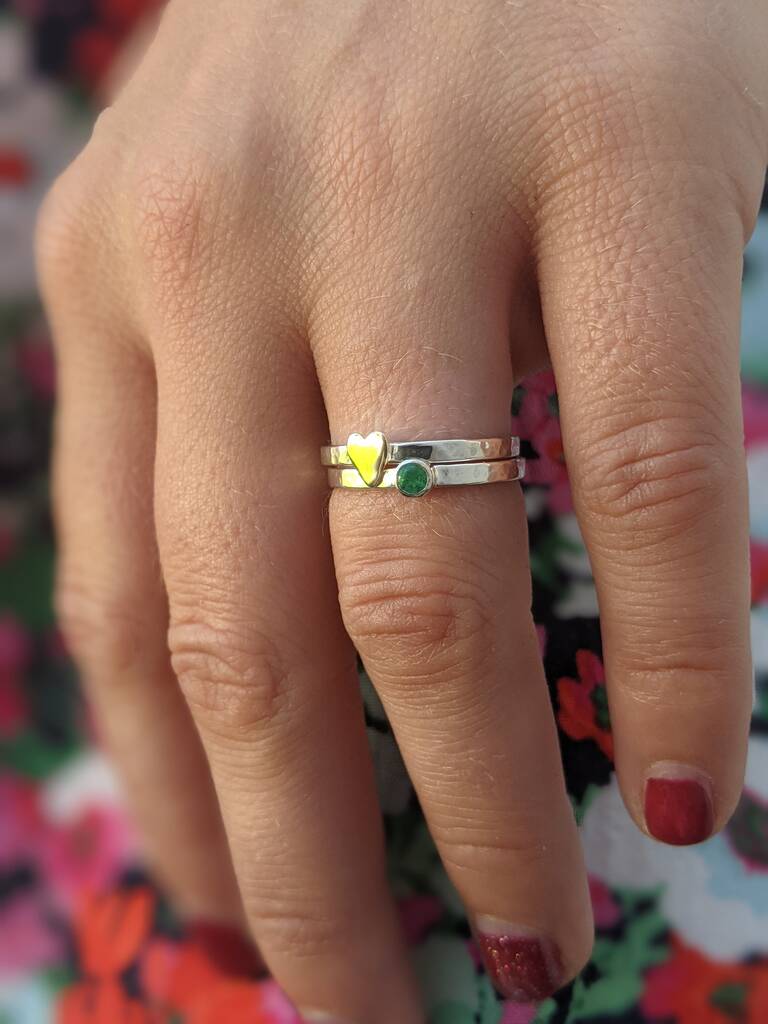 Dainty Emerald Stacker Ring, 1 of 7
