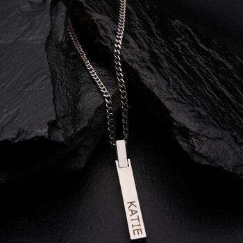 Silver Personalised 3D Bar Pendant Necklace, 8 of 12