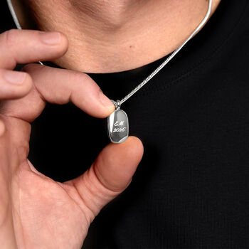 Men's Small Howlite Dog Tag Locket Silver, 7 of 7