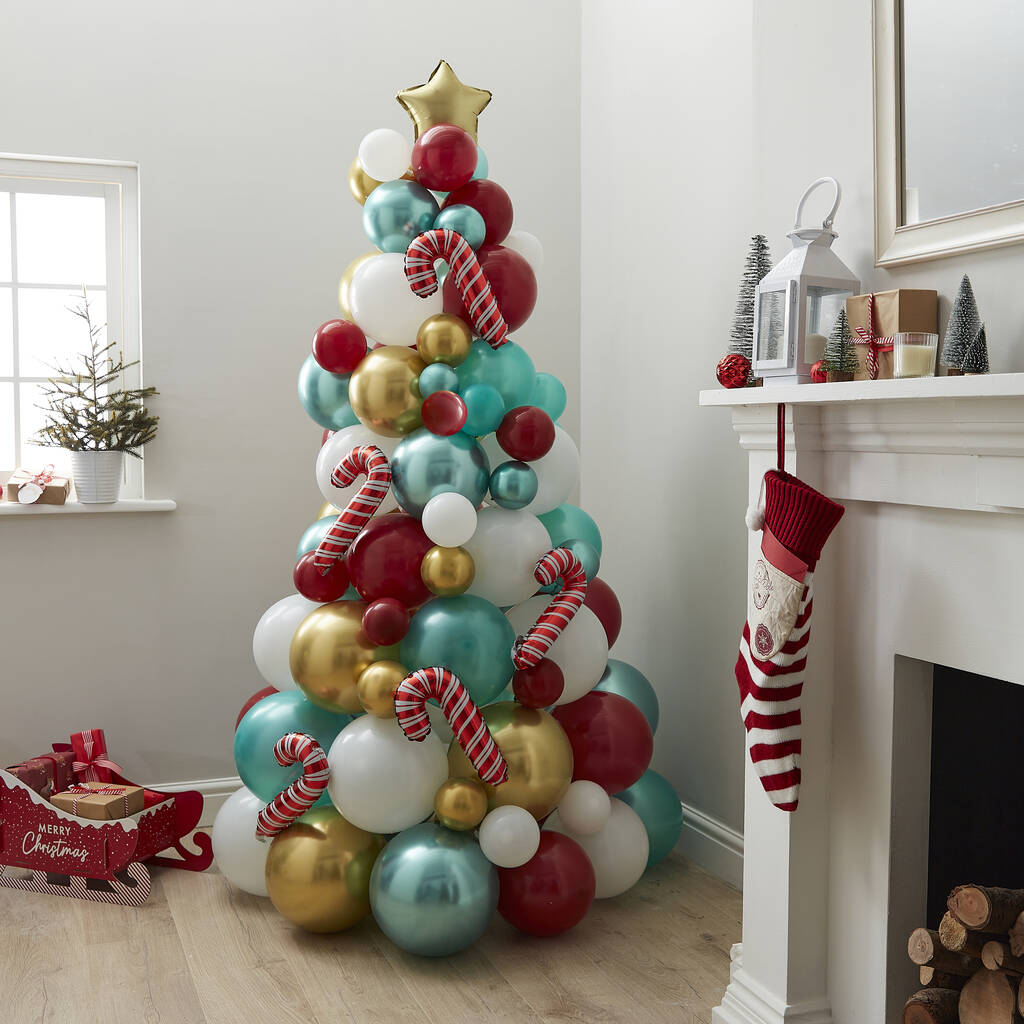 Novelty Candy Cane Balloon Christmas Tree, 1 of 3