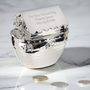 Personalised Silver Noahs Ark Money Box, 5 of 11