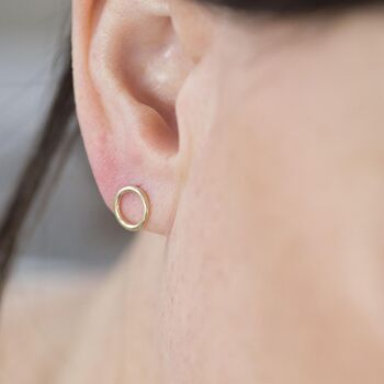 Tiny Circle Solid Gold Studs, 4 of 7