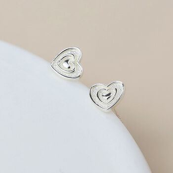 Sterling Silver Tiny Textured Heart Stud Earrings – 5mm, 4 of 7