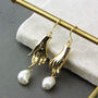 Gold Plated Hand And Pearl Dangle Earrings, thumbnail 5 of 9