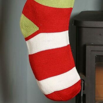 Personalised Christmas Cheer Striped Knit Stocking, 8 of 8