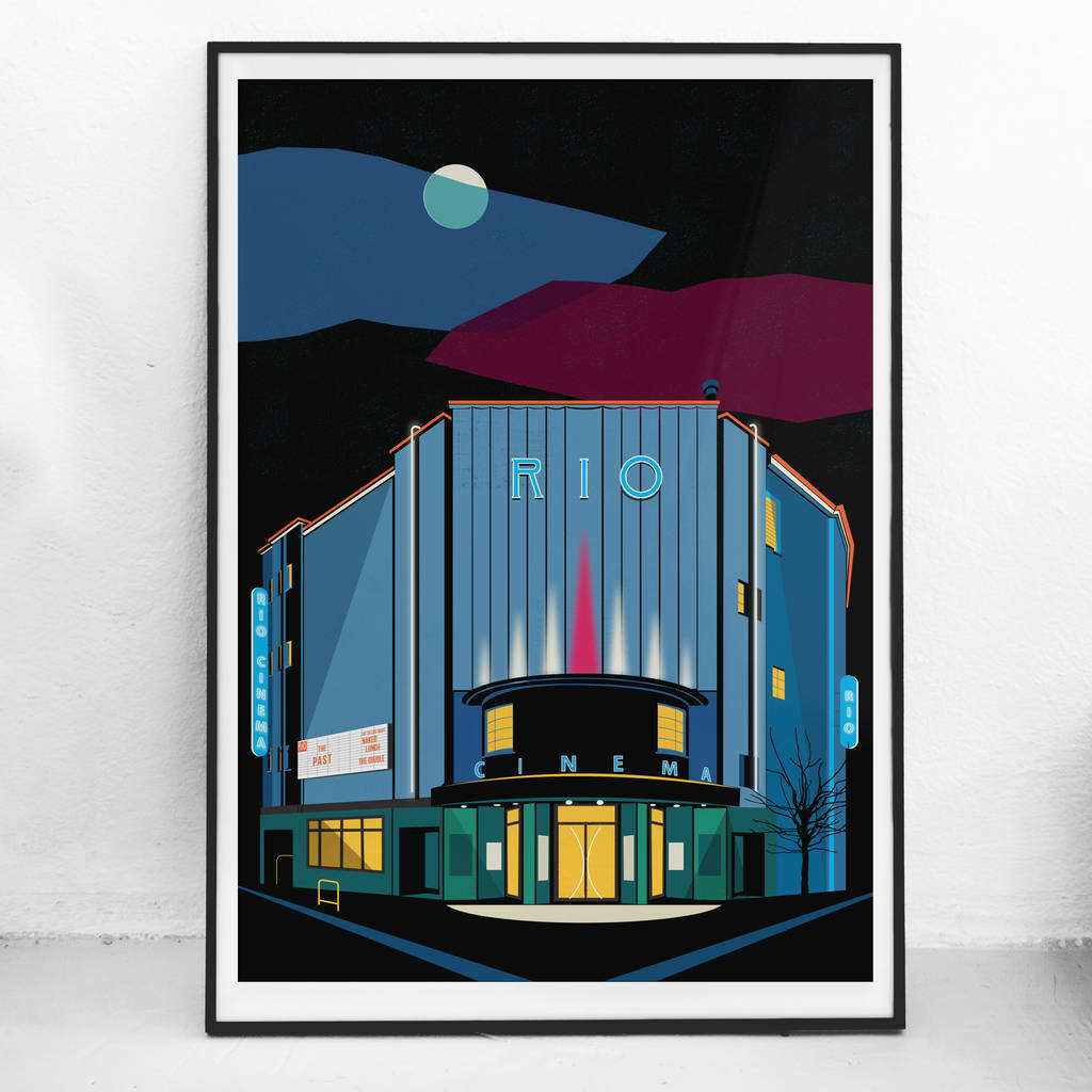 Art Deco London The Rio Cinema Illustrated Poster, 1 of 3