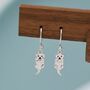 Otter Drop Hook Earrings In Sterling Silver, thumbnail 4 of 11