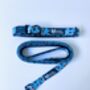 Blue Animal Print Dog Puppy Collar And Lead Set, thumbnail 7 of 9