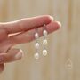 Sterling Silver Genuine Freshwater Pearl Trio Drop Earrings, thumbnail 5 of 11