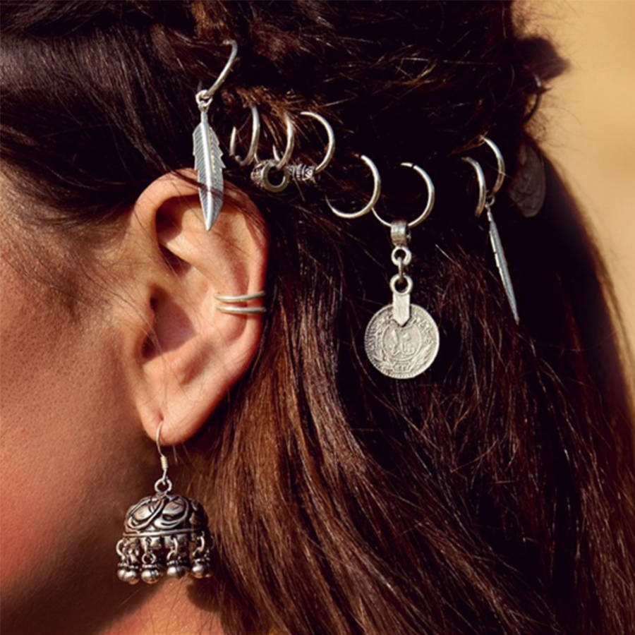 silver hair rings with charms by regalrose