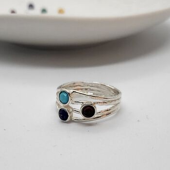 Personalised Mixed Gems Silver Ring, 2 of 11