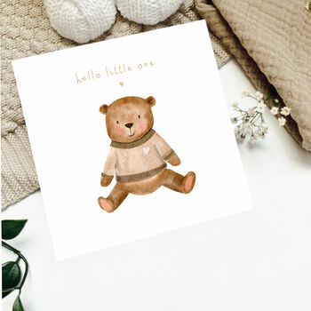 Neutral Baby Bear Gift Set With Personalised Card, 4 of 7