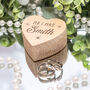 Mr And Mrs Stars Engraved Wooden Heart Wedding Ring Box, thumbnail 3 of 3