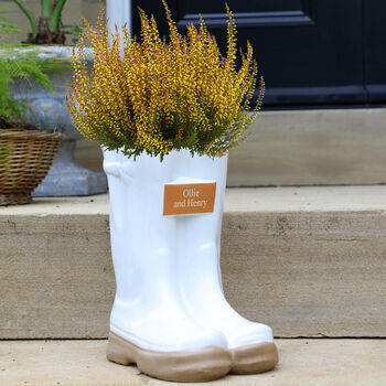 Personalised Welly Boots Garden Planters, 5 of 8