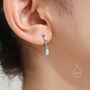 Sterling Silver Dangling Oval Aqua Green Opal Hoop Earrings, thumbnail 6 of 12