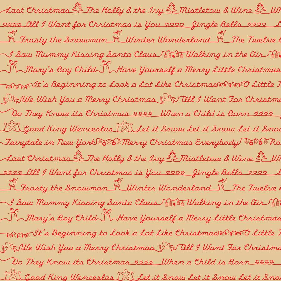 Five Sheets Of Christmas Songs Gift Wrap By Allihopa | notonthehighstreet.com